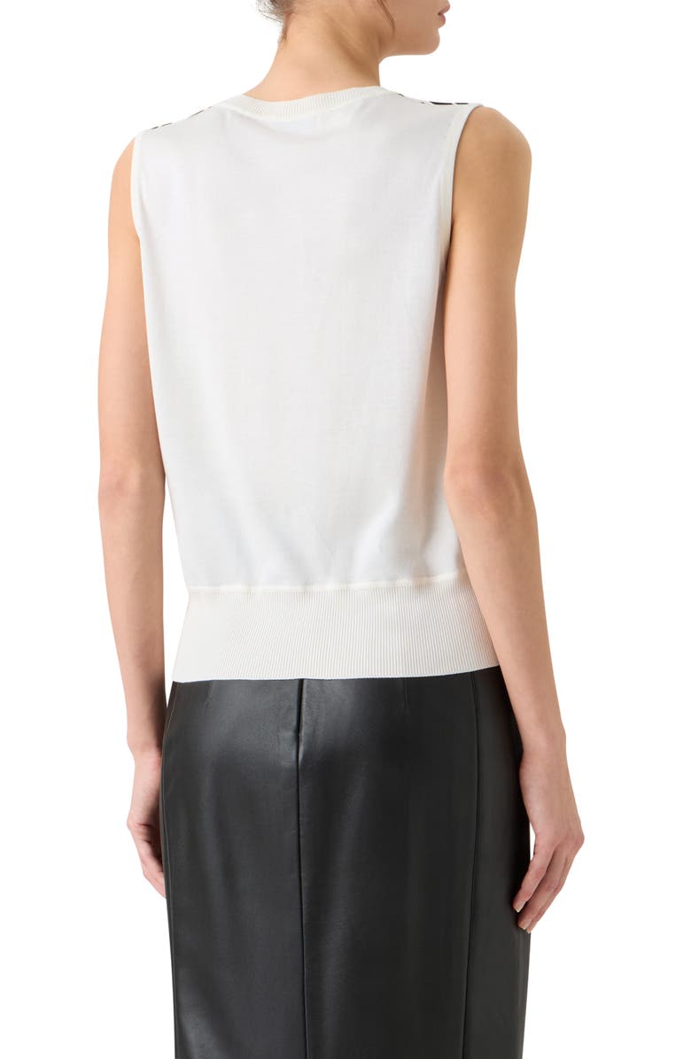 Akris Dance Movements Print Sleeveless Mixed Media Silk Sweater, Alternate, color, Ecru-Black