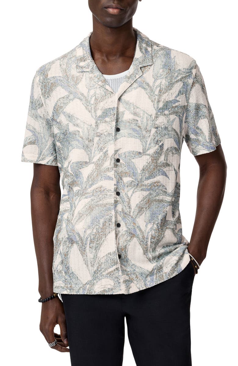 John Varvatos Conant Desert Flower Camp Shirt, Main, color, Ecru