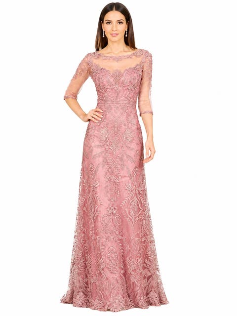 Beaded Faux-Wrap V-Neck Bridal Gown