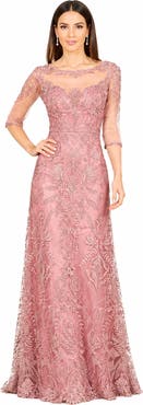 LARA New York Beaded Faux-Wrap V-Neck Bridal Gown