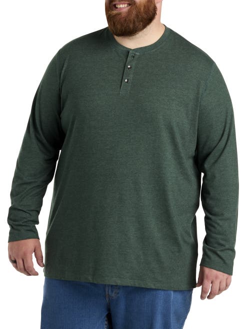 Harbor Bay By Dxl Long Sleeve Henley Shirt In Trekking Green Hthr