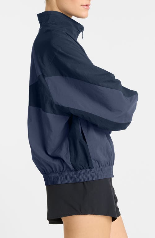New Balance Oversize Water Resistant Colorblock Nylon Jacket In Blue
