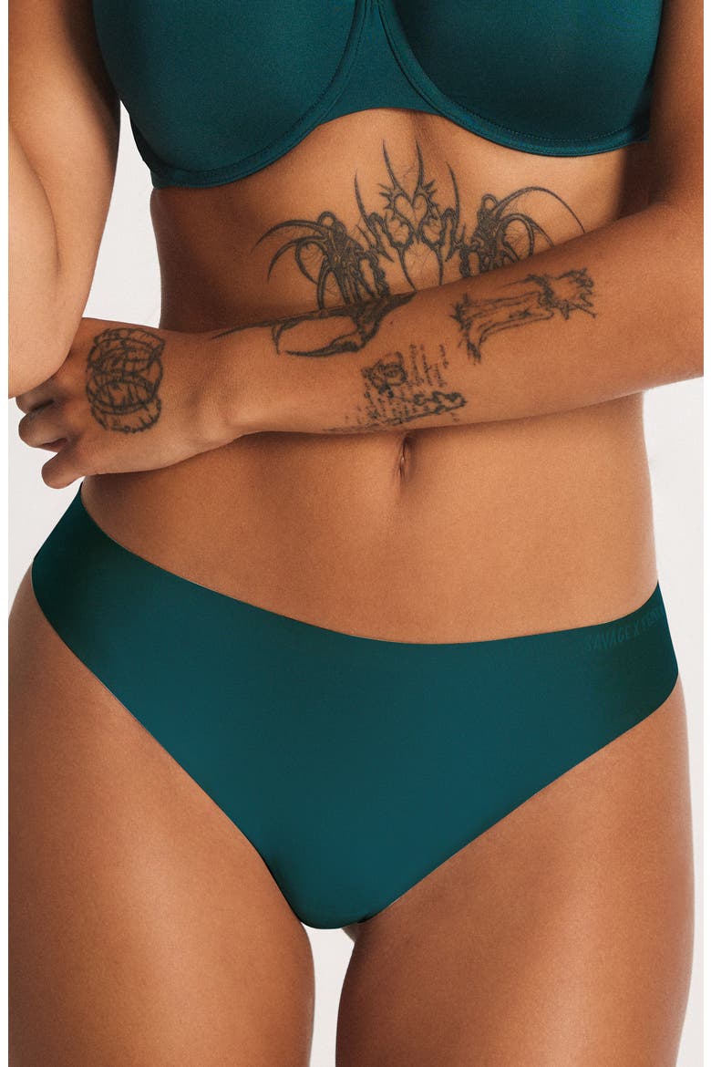 Microfiber No-Show Thong, Main, color, GREEN DEMEANOR