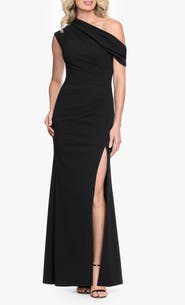 Xscape Evenings One-Shoulder Scuba Crepe Gown