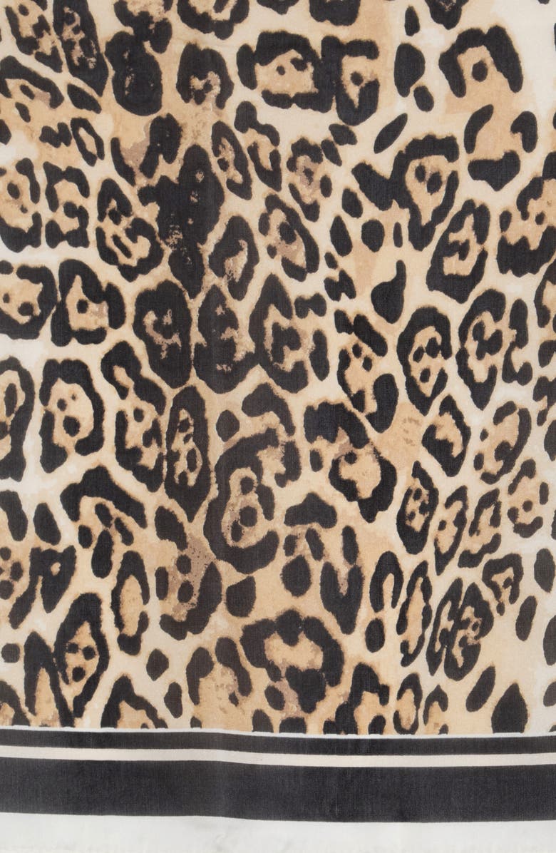 Vince Camuto Leopard Border Square Scarf, Alternate, color, Black