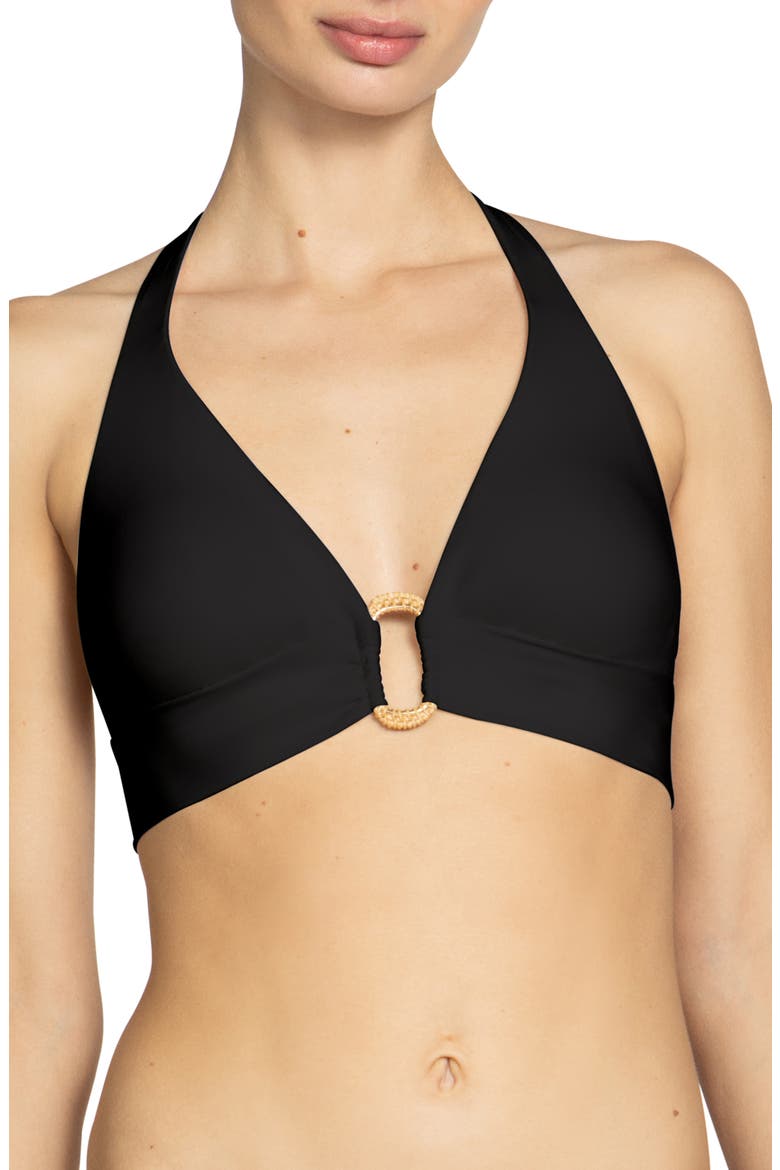 Margot Ring Halter Bikini Top, Main, color, BLACK