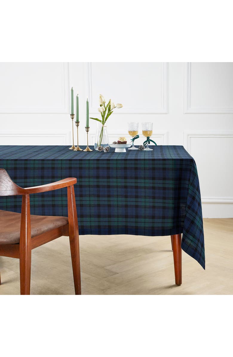 Solino Home Linen Tablecloth - Blackwatch Plaid, Main, color, Blue And Green