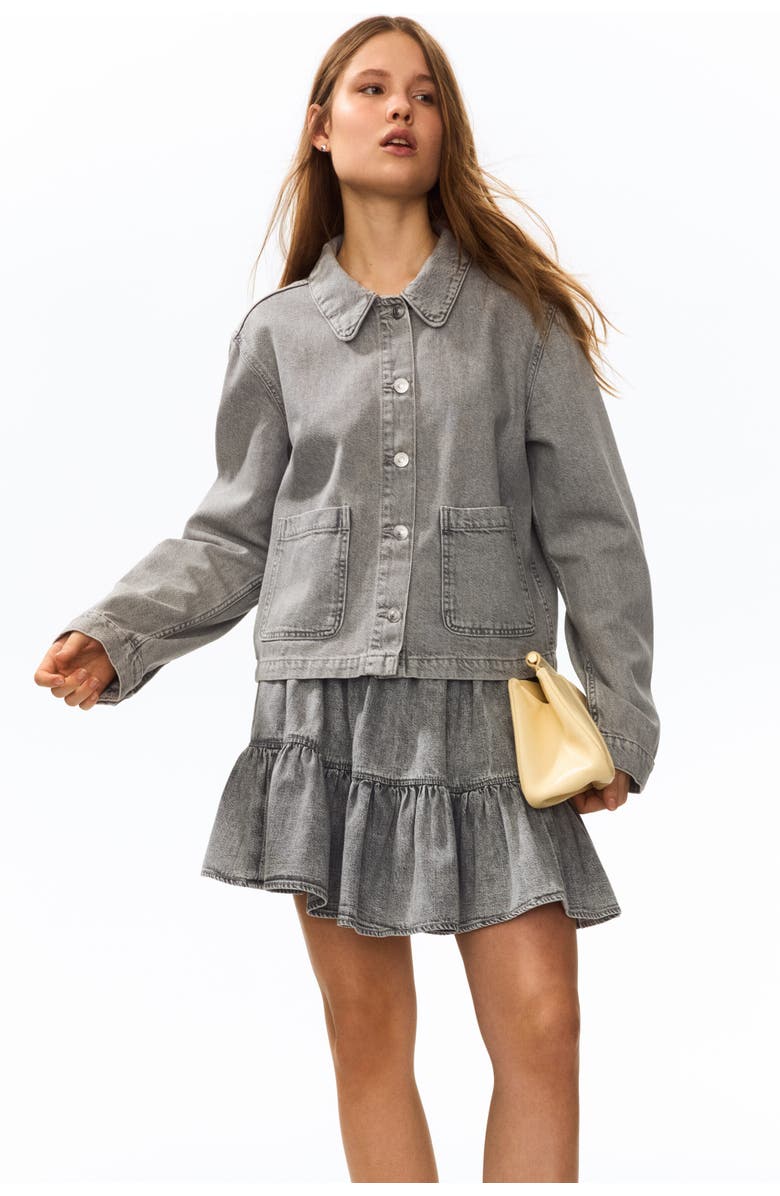 H&M Denim Jacket, Alternate, color, Light Denim Gray