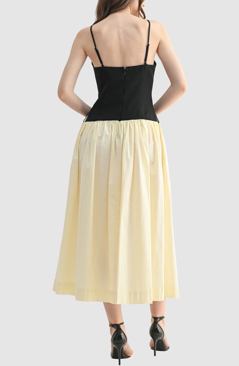 Lush Colorblock Poplin Fit & Flare Dress, Alternate, color, Black Cream