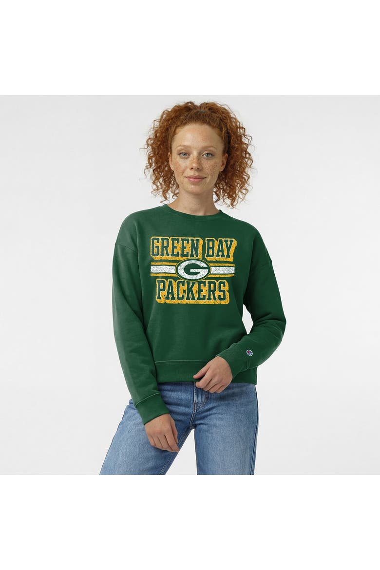 Women's Champion  Green Green Bay Packers Powerblend Fleece Sweatshirt, Main, color, Green
