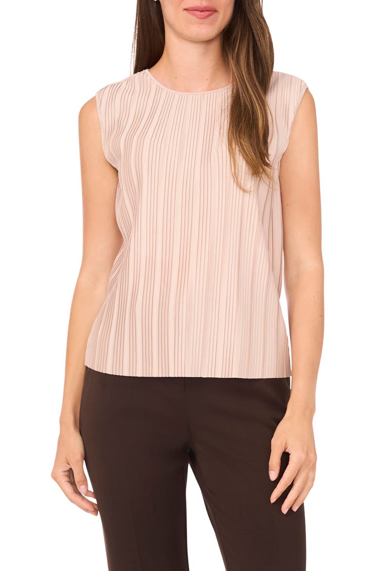 Pleated Sleeveless Top, Main, color, NOMAD CAMEL