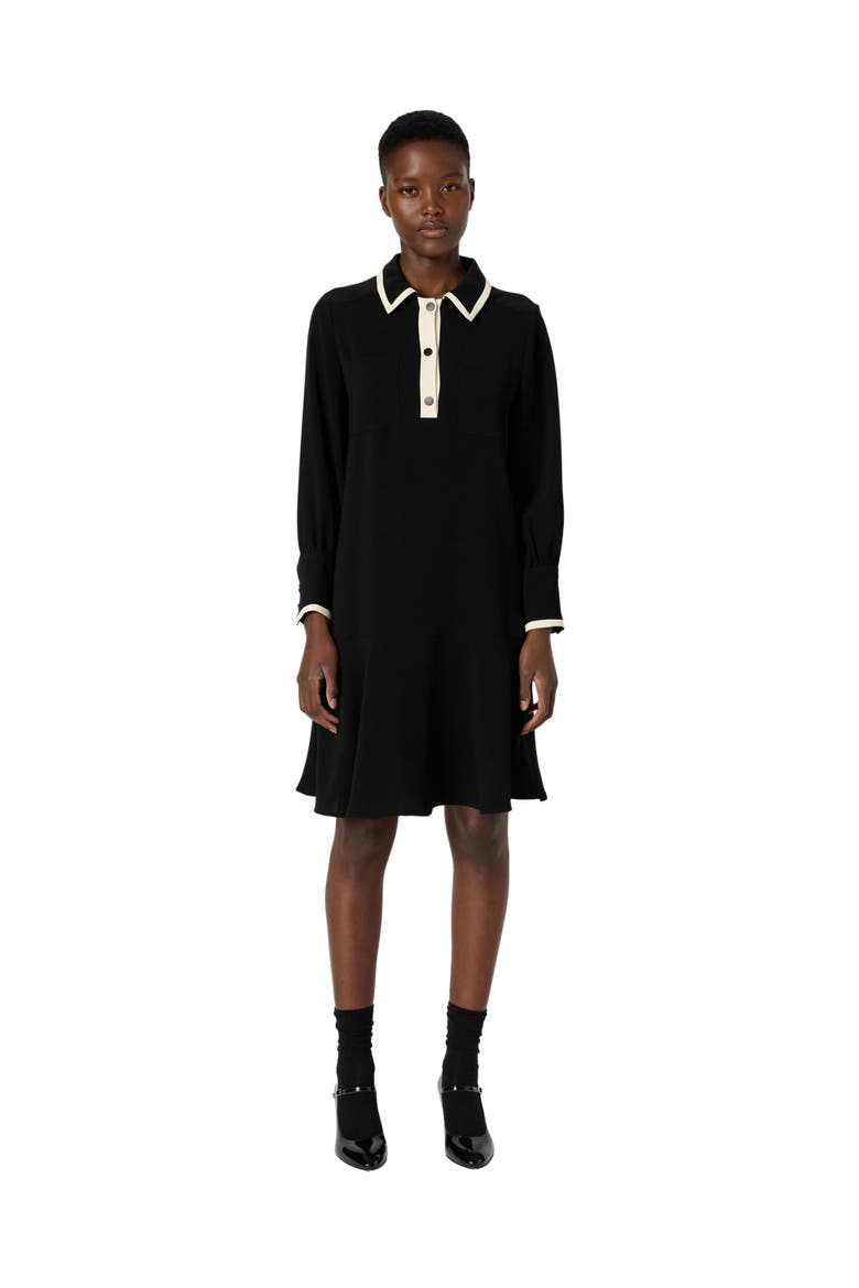 Livia Two-Tone Shirt Dress, Main, color, Black