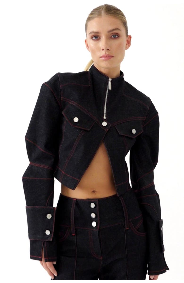 Jendue Davidson Cropped Denim Jacket, Alternate, color, Deep Blue