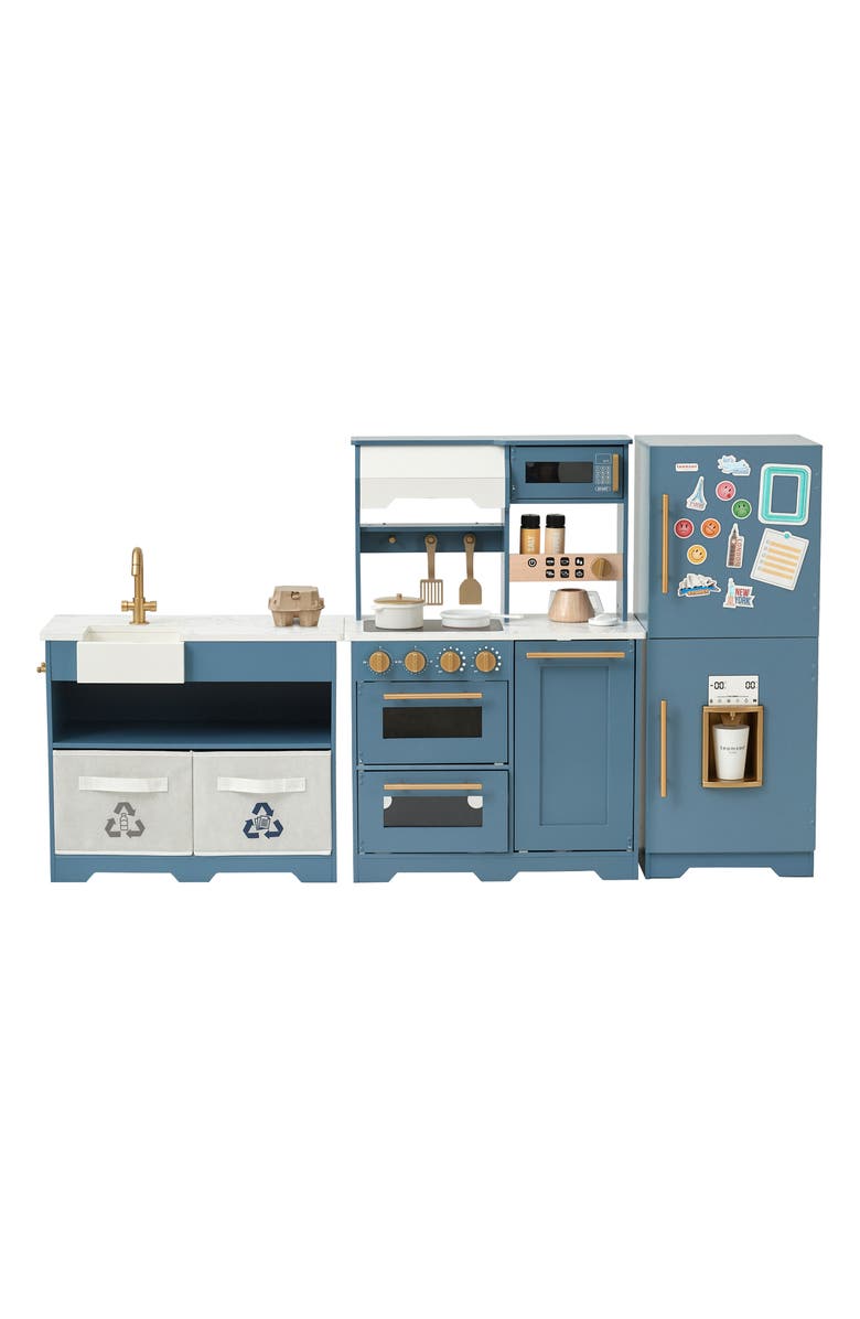Teamson Kids Chef Atlanta Kitchen Playset, Main, color, Stone Blue/ White