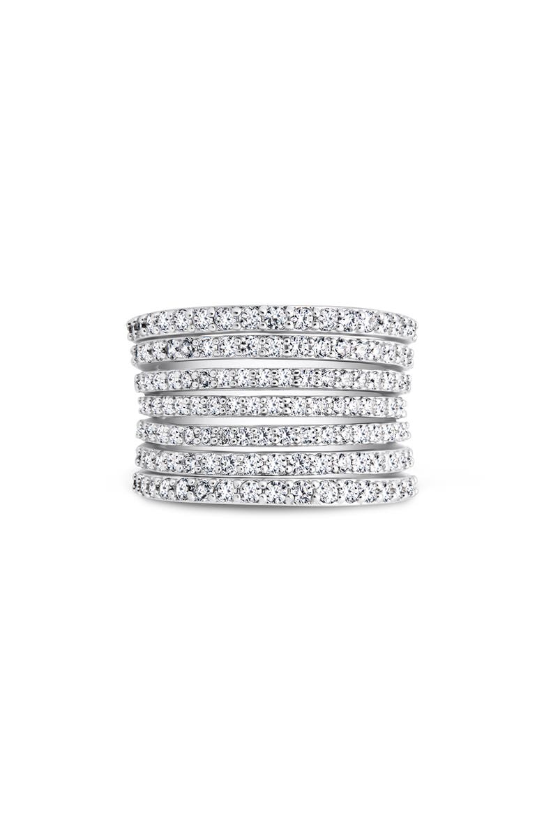 Cubic Zirconia Multi-Row Band Ring, Alternate, color, SILVER