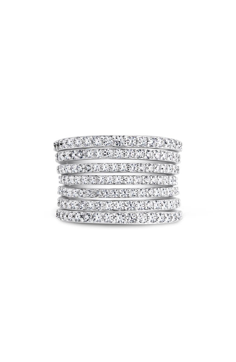 Sterling Forever Cubic Zirconia Multi-Row Band Ring, Alternate, color, Silver