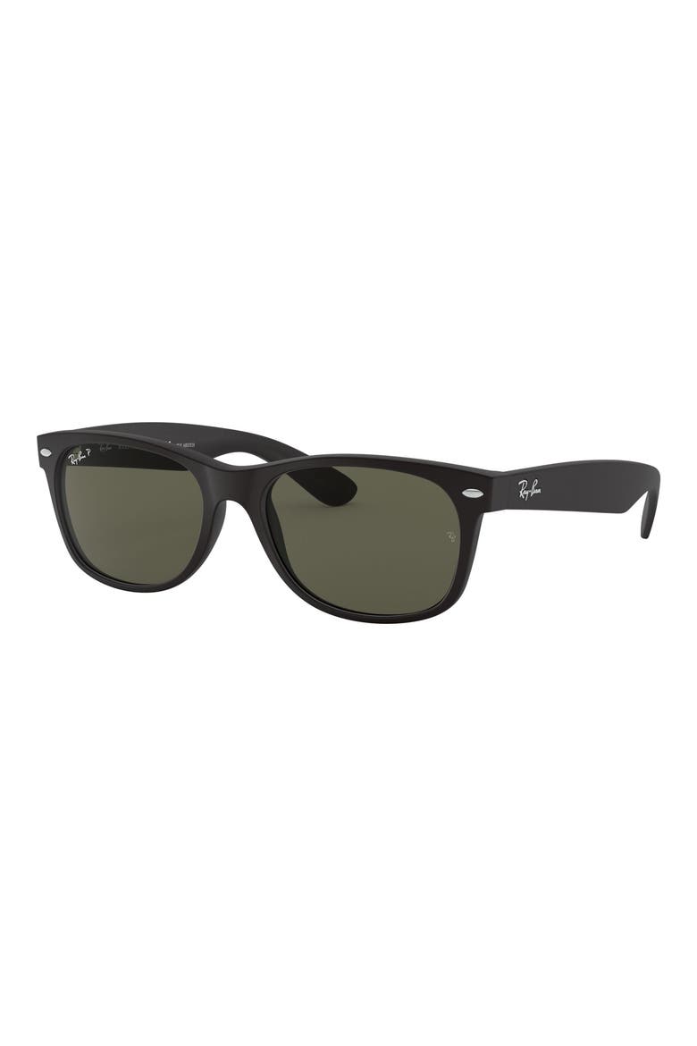 New Wayfarer 55mm Rectangular Sunglasses, Alternate, color, BLACK/ GREEN