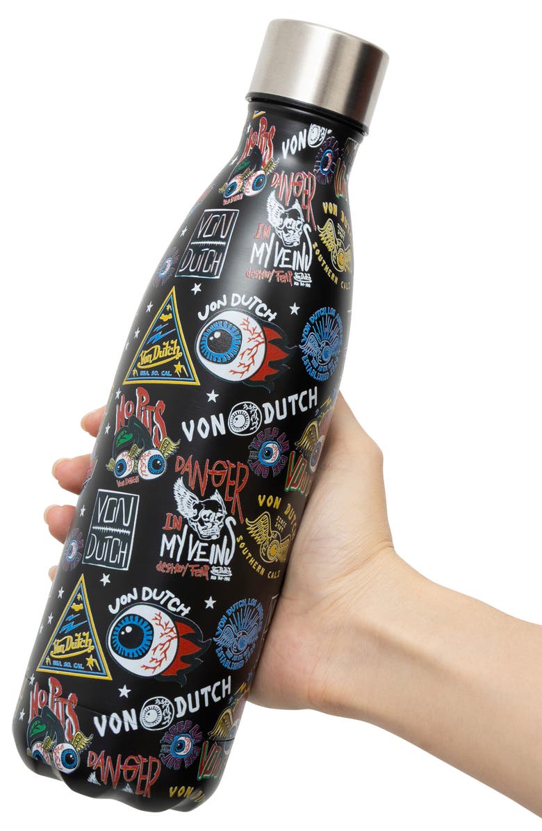 Von Dutch BPA Free 24oz Hydration Stainless Steel Bottle, Alternate, color, Black Jax