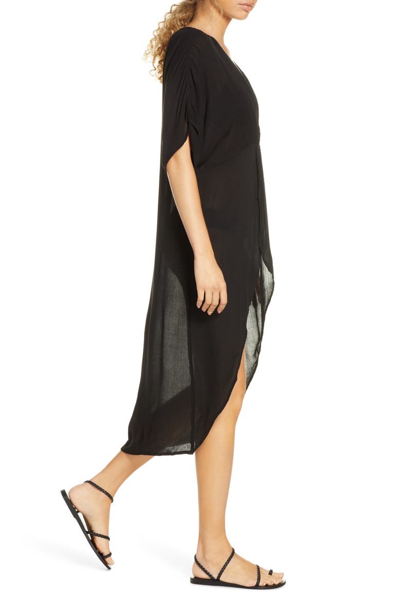 Saltwater Twist Cover-Up Tunic Dress, Alternate, color, BLACK