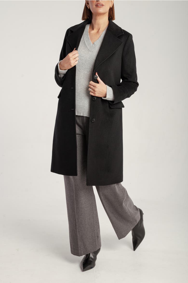 Cashmere Tailored Single-Breasted Coat, Alternate, color, Black