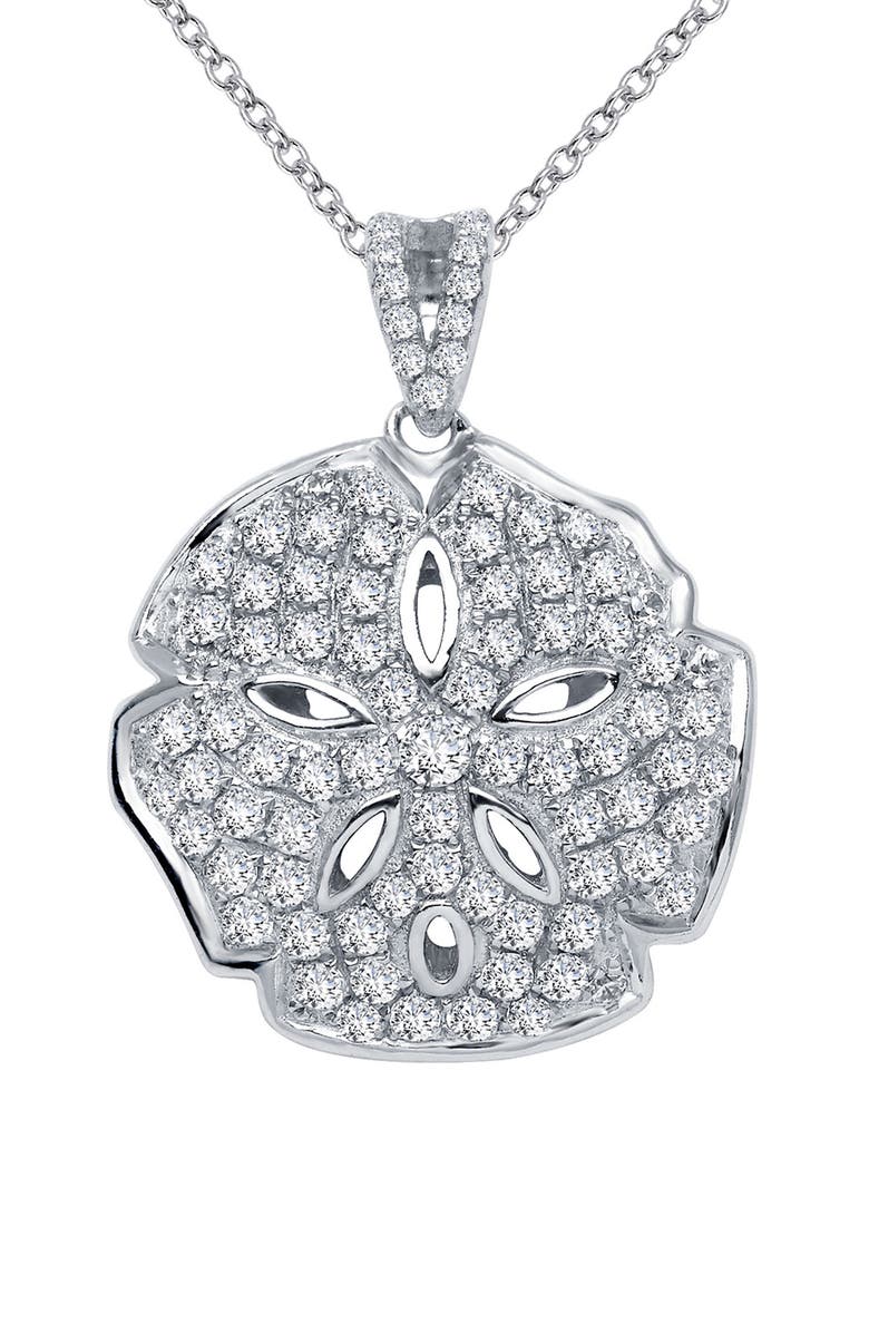 Lafonn Simulated Diamond Sand Dollar Pendant Necklace, Main, color, 