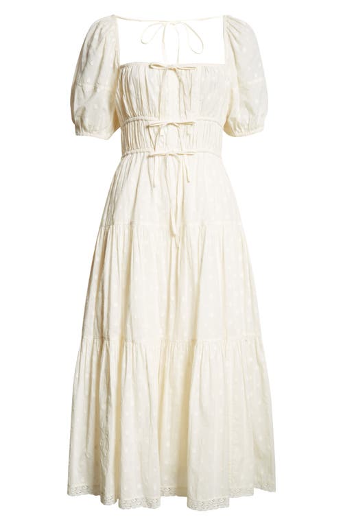 Shop Ulla Johnson Palma Tiered Cotton Eylelet Dress In Pristine