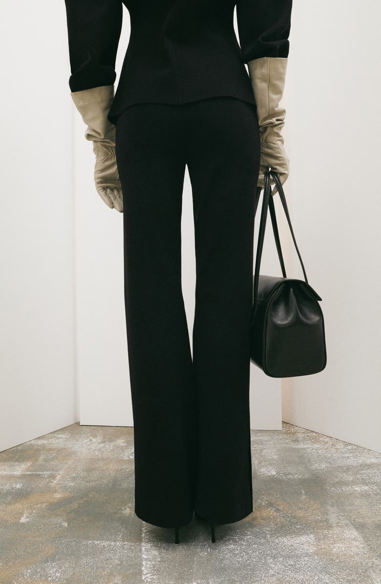 MANGO Side Slit Knit Pants, Alternate, color, Black