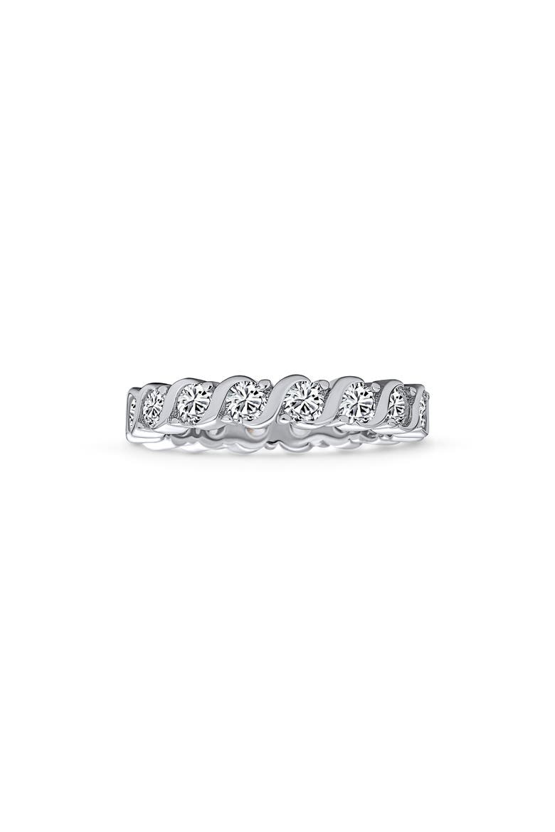 Wave Set Cubic Zirconia Eternity Ring, Main, color, SILVER