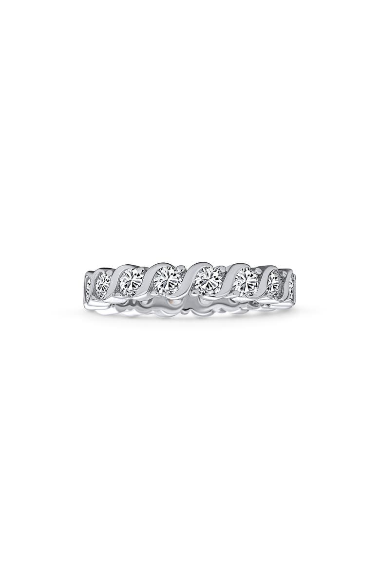 BLING JEWELRY Wave Set Cubic Zirconia Eternity Ring, Main, color,