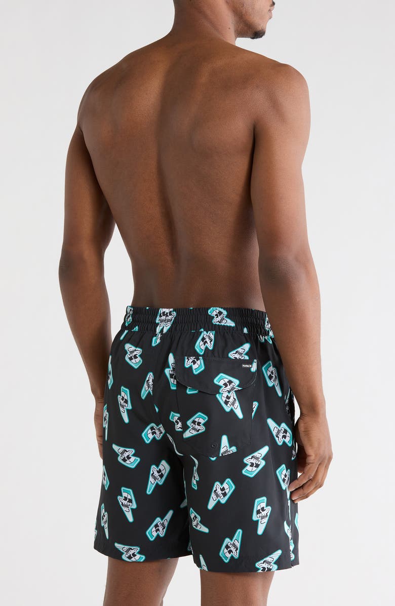 Hurley Skull Lightning Volley Swim Trunks, Alternate, color, Black