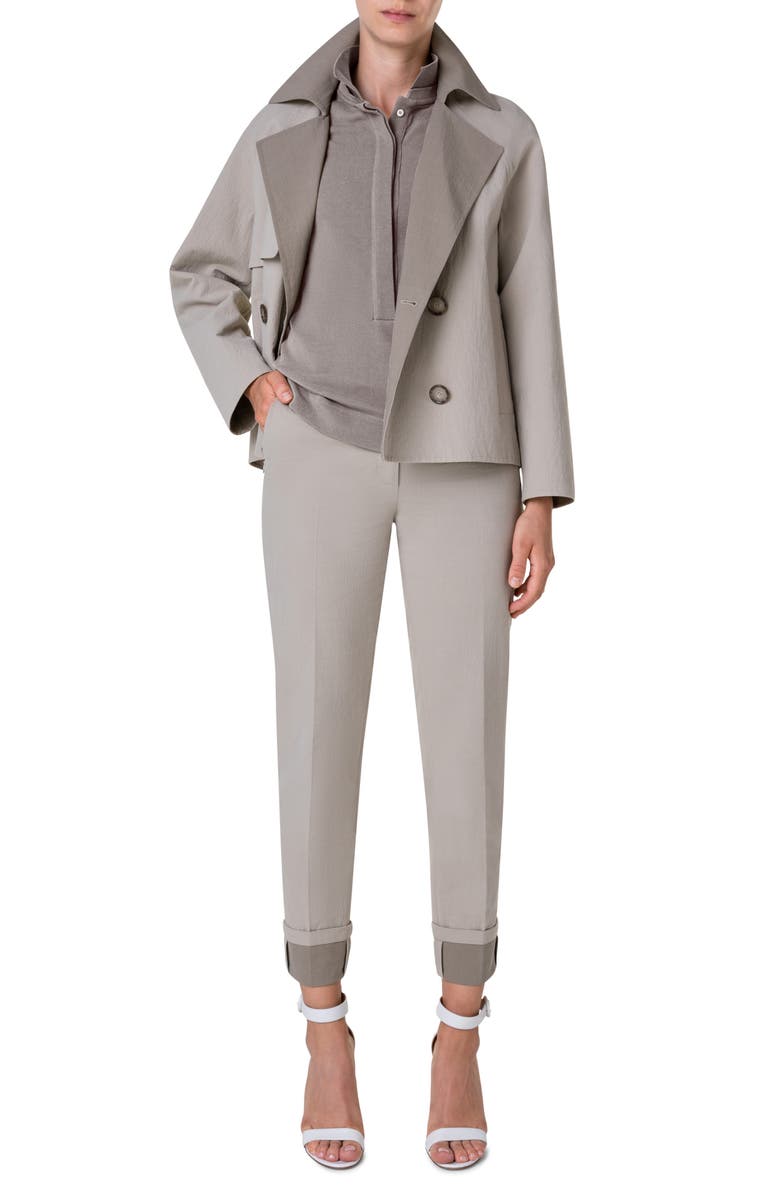 Akris Mira Crop Two-Tone Double Breasted Cotton & Silk Jacket, Alternate, color,