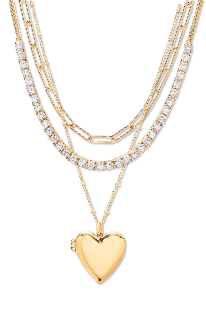 Brook and York Isabella Set of 3 Tennis Layering Necklaces, Main, color, Gold