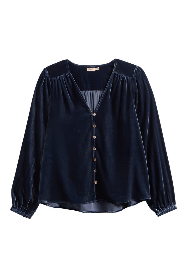 Rowan Velvet Button-Up Shirt, Alternate, color, NAVY