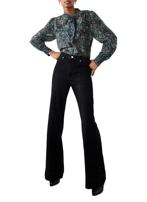 Mint Velvet Paisley Print Long Sleeve Tie-neck Blouse In Green