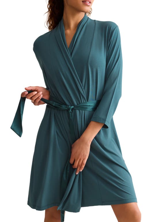 Fleur't Iconic Short Knit Robe With Satin Tie In Multi