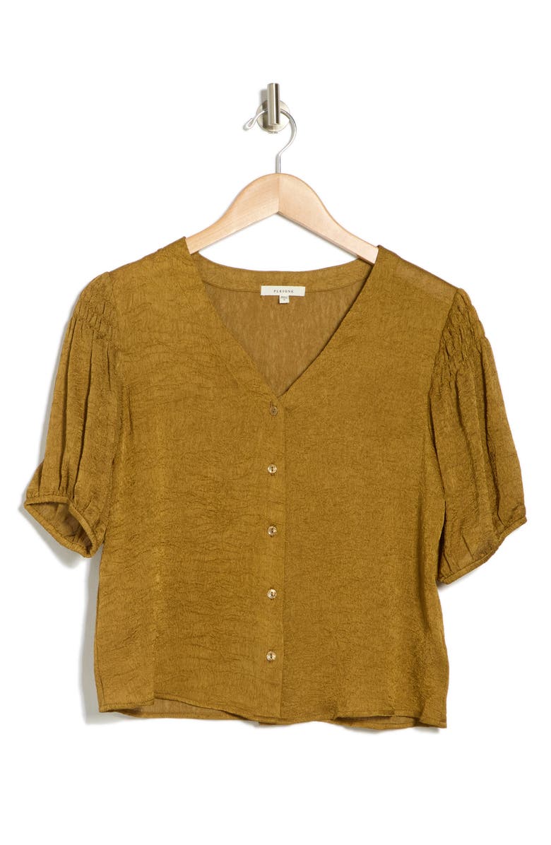 Pleione Puff Sleeve Button-Up Shirt, Alternate, color, 