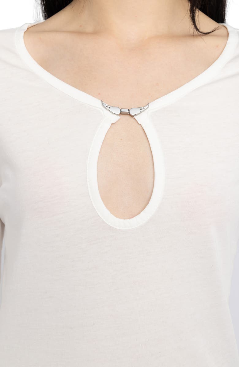 Zadig & Voltaire Tina Keyhole Long Sleeve Tee, Alternate, color, Judo