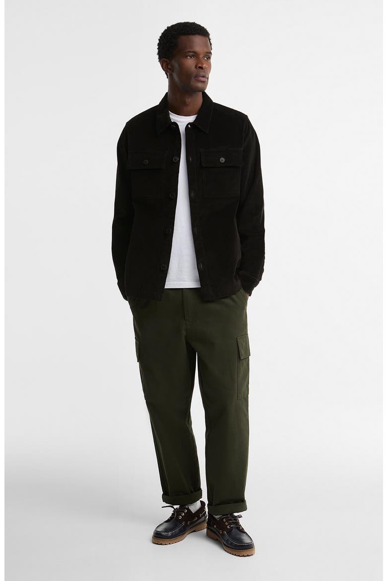 Tartan Trimmed Corduroy Shirt Jacket, Alternate, color, OLIVE