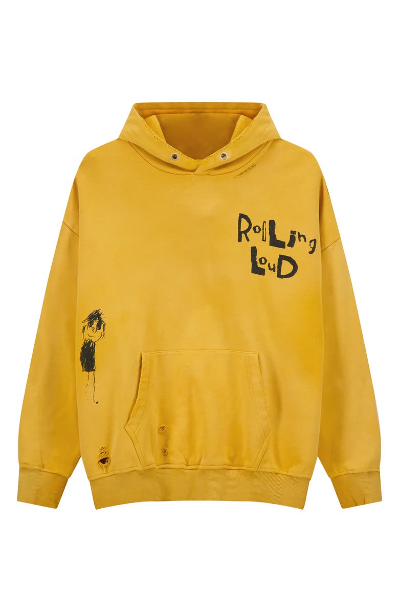 Rolling Loud Class of Chaos Oversize Cotton Blend Graphic Hoodie, Alternate, color, Washed Yellow