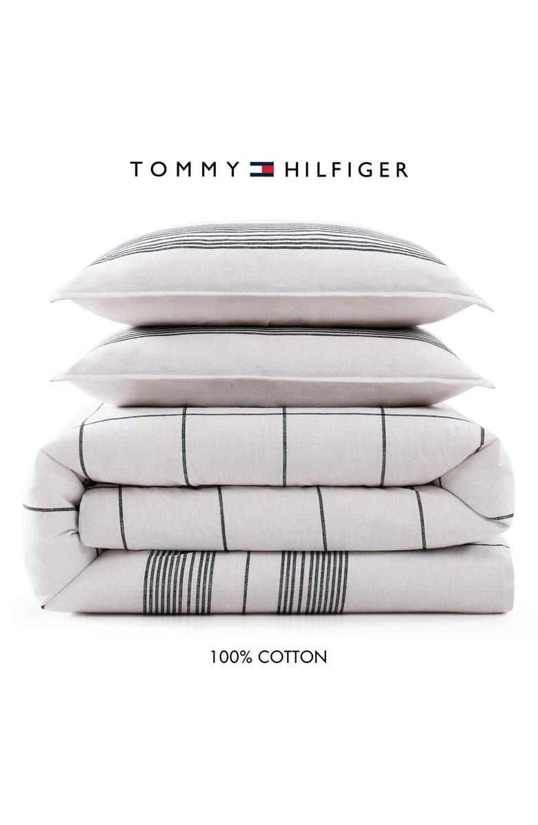 Tommy Hilfiger Brooklyn Heights Cotton Percale Comforter & Shams Set, Alternate, color, White/ Grey