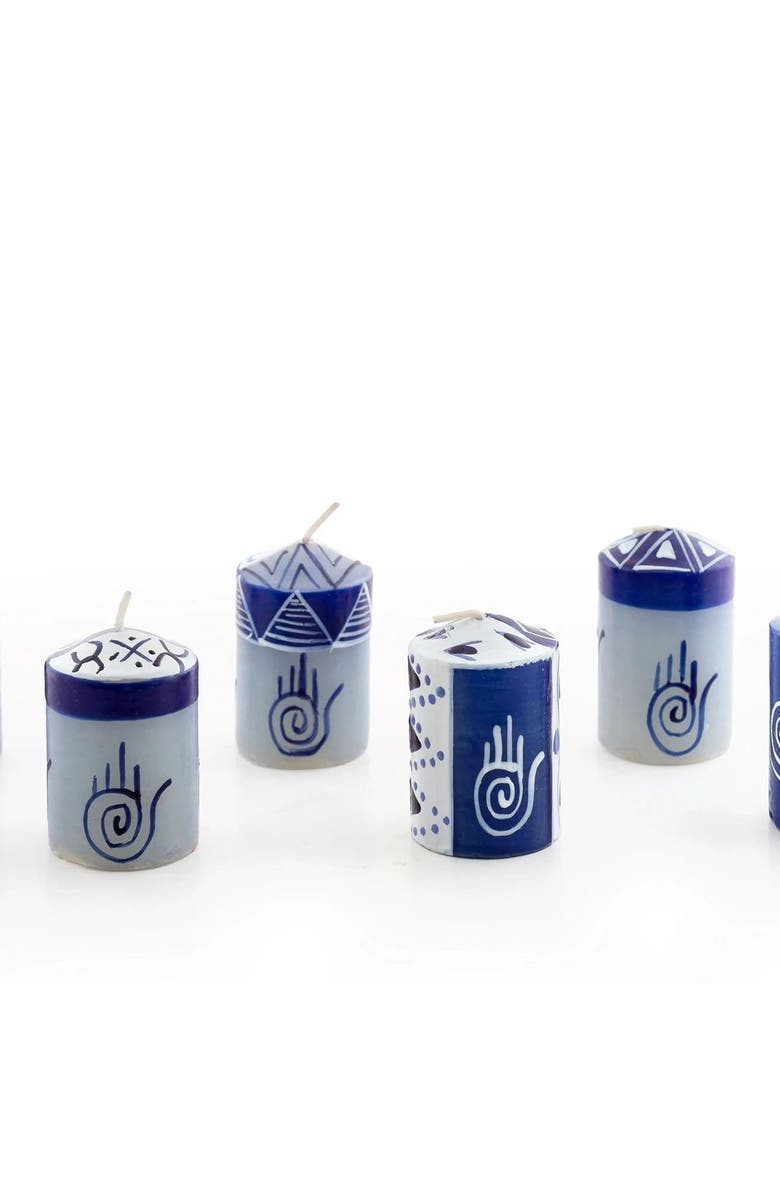 Thumbprint Artifacts Hamsa Painted Voltive Candles - Set of 6, Main, color, Hamsa - 2"
