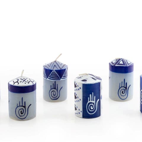Hamsa Painted Voltive Candles - Set of 6