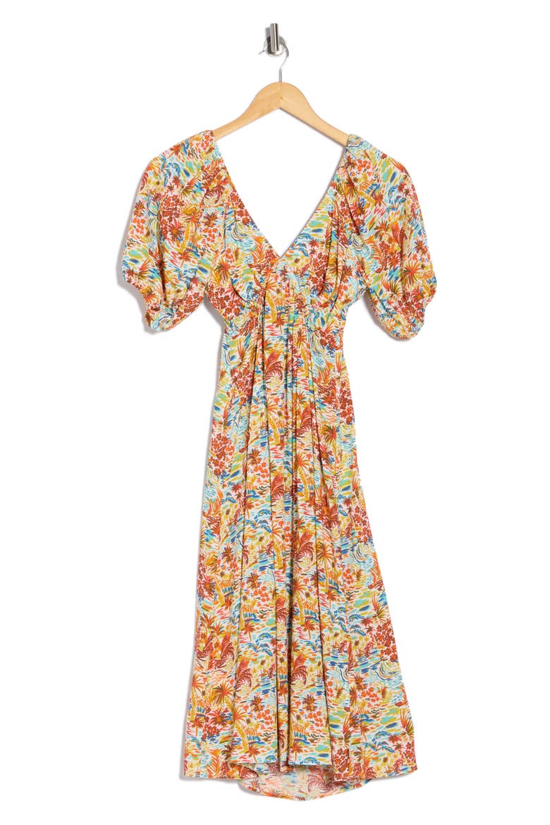 Sway Away Floral Empire Waist Midi Dress, Alternate, color, TROPIC SHORE