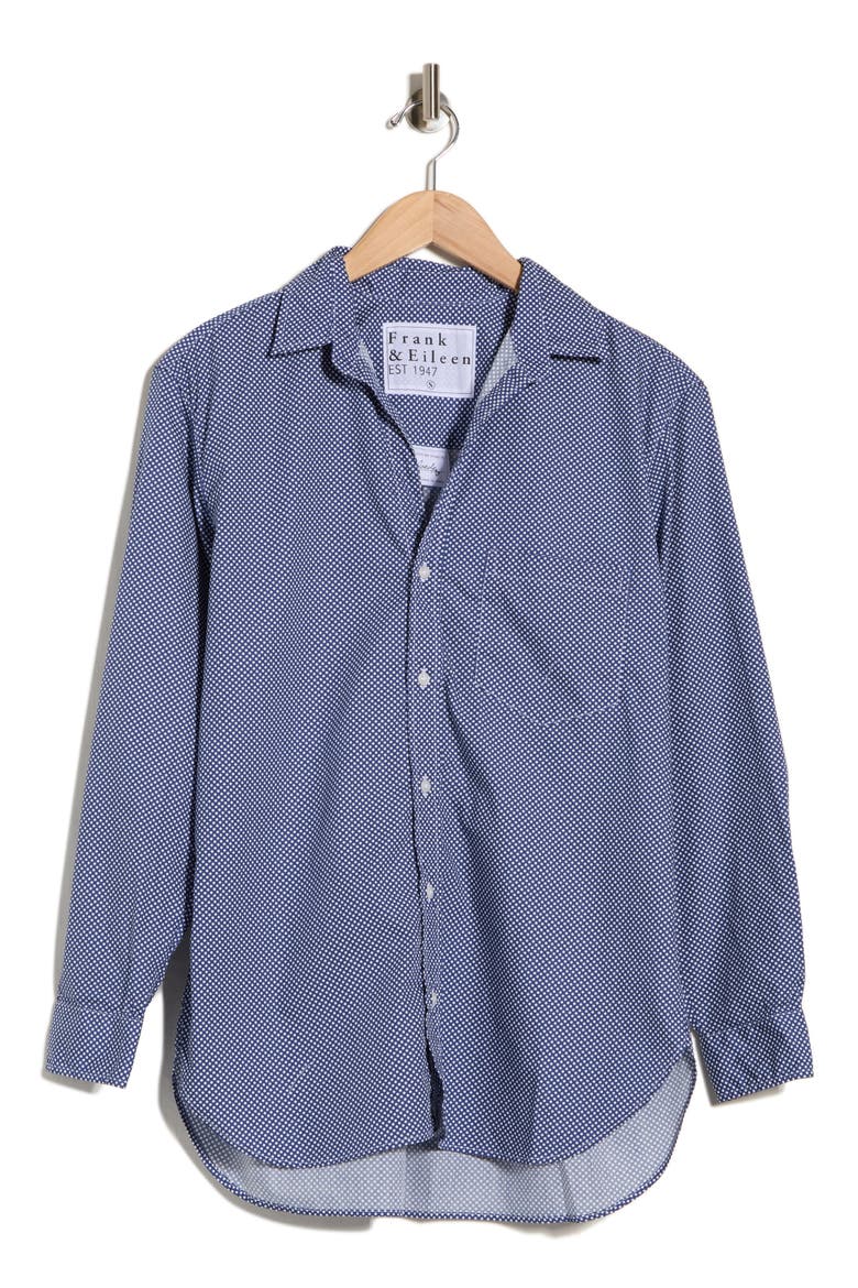Relaxed Fit Cotton Button-Up Shirt, Alternate, color, NAVY WITH WHITE POLKA DOTS