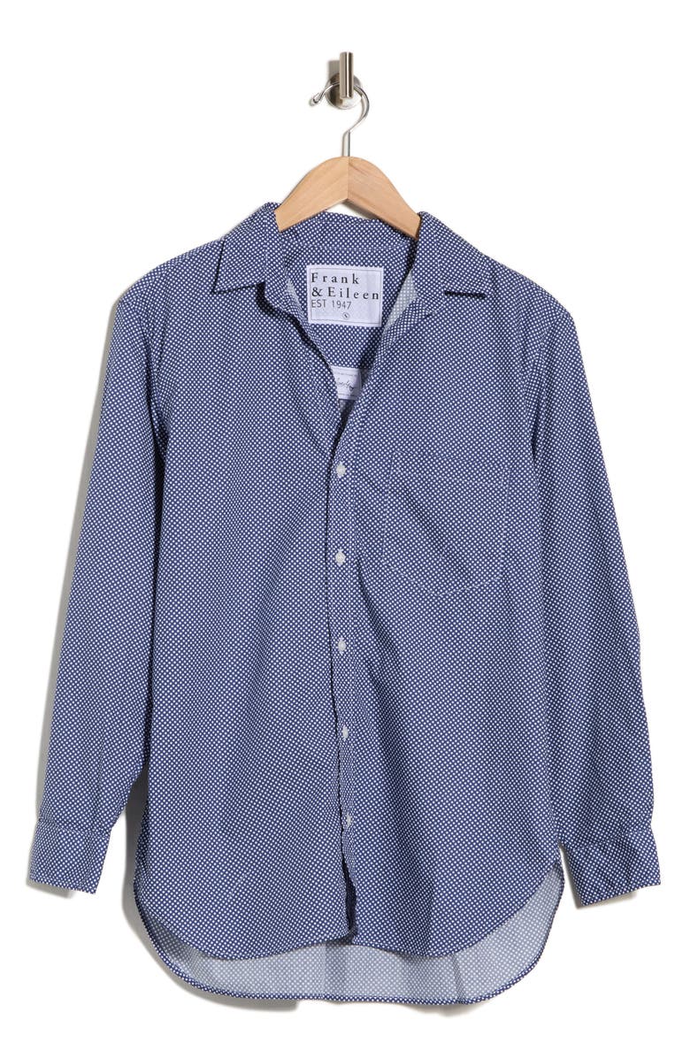 Frank & Eileen Relaxed Fit Cotton Button-Up Shirt, Main, color, Navy With White Polka Dots
