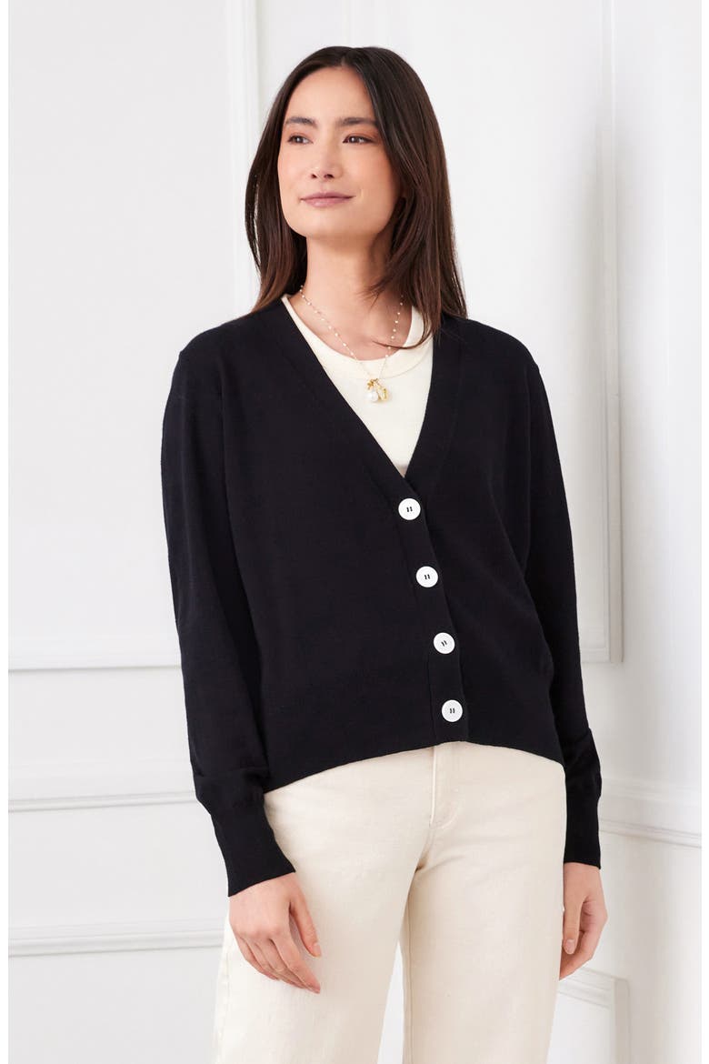 V-Neck Cardigan, Alternate, color, BLACK