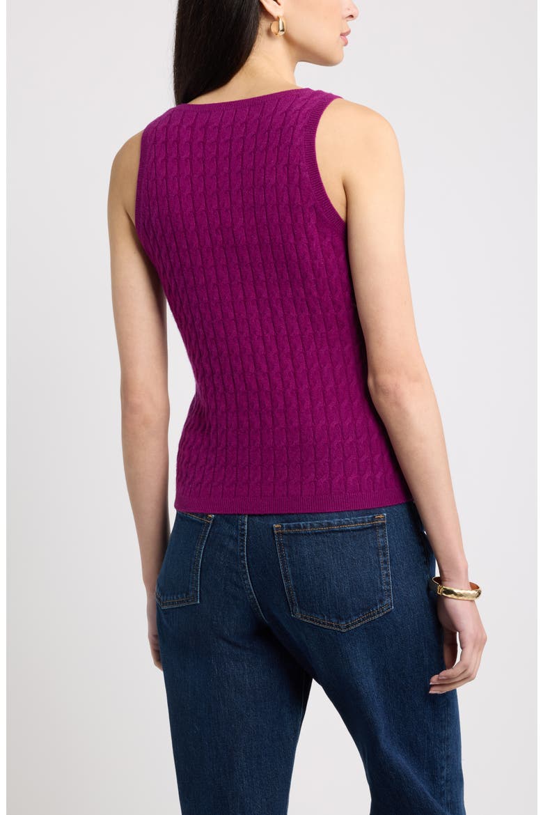 Cable Knit Cashmere Sweater Tank, Alternate, color, PURPLE BELL