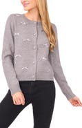 CeCe Bow Detail Crewneck Cardigan
