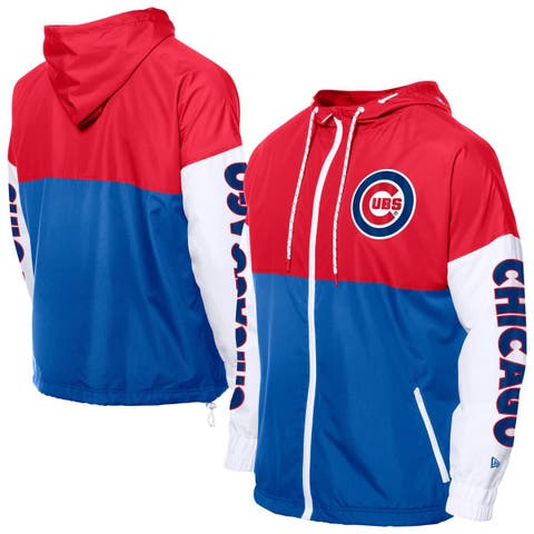 Men's New Era  Royal/Red Chicago Cubs Color Block Full-Zip Hoodie Windbreaker