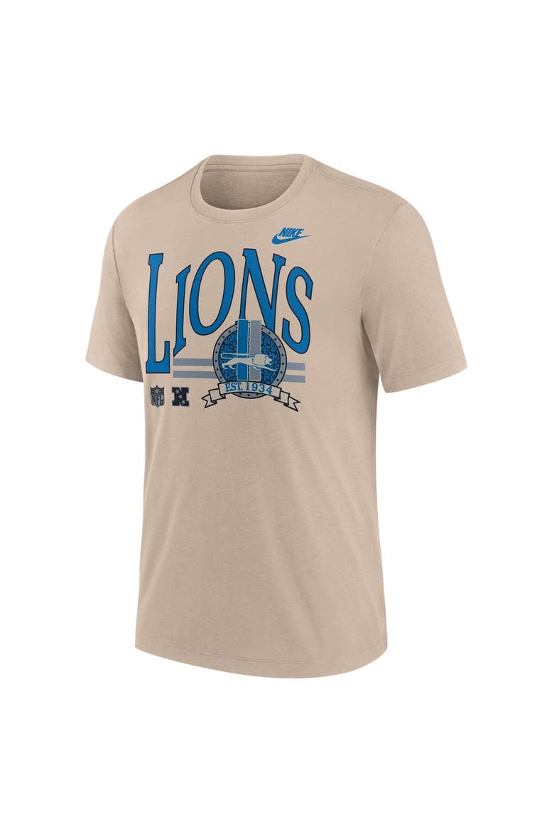 Men's Nike Sand Detroit Lions Rewind Tri-Blend T-Shirt, Alternate, color, Sand